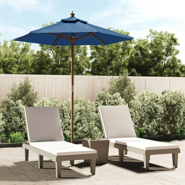 Berkfield Garden Parasol with Wooden Pole Azure Blue 196x231 cm