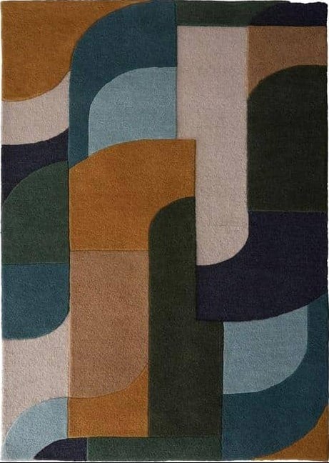 The Rugs Retro Deco Geometric Wool Rug - Statement Piece