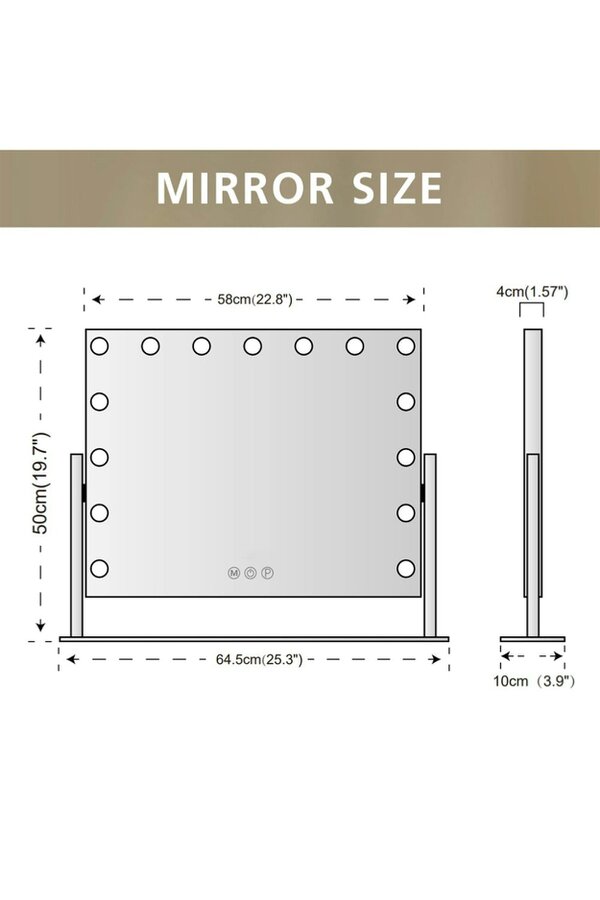 Living and Home 15 LED Lights Bulbs Hollywood Vanity Mirror Dressing Tabletop Make up Mirror