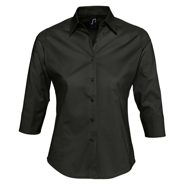 SOLS Womens/Ladies Effect 3/4 Sleeve Fitted Work Shirt - Black