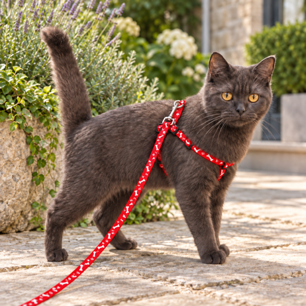Small Dog / Cat Adjustable Harness with Quick Release Lead