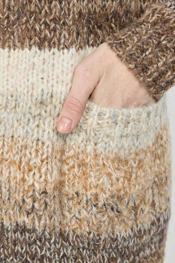 Mudflower Cable-Knit Stripe Cardigan