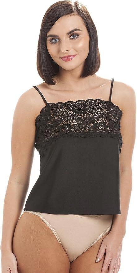 Camille Women's Luxury Lace Trim Camisole Ladies Comfort Vest Top