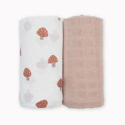 Lulujo - Cotton Swaddle - Mushroom & Sand - 2 Pack