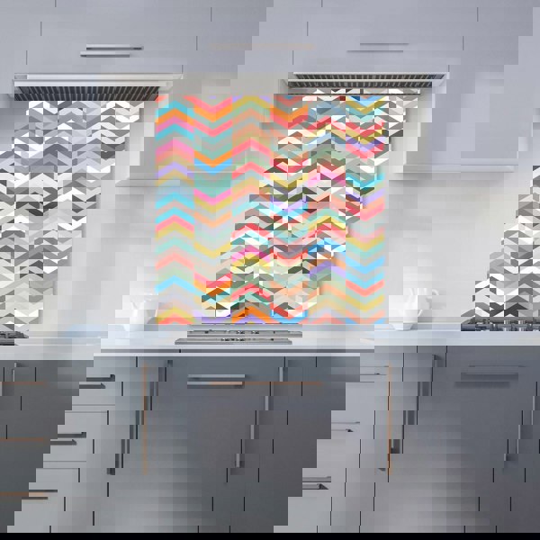 Warren Reed - Designer Geometric Multi Colored Chevron Pattern Kitchen Splashback