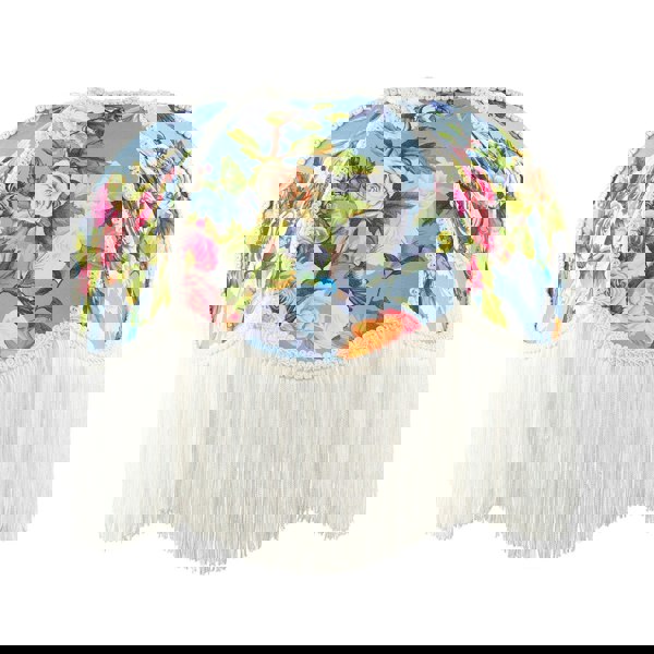 Victorian Empire Lamp Shade in Sky Blue with Colourful Floral Decor Image 1