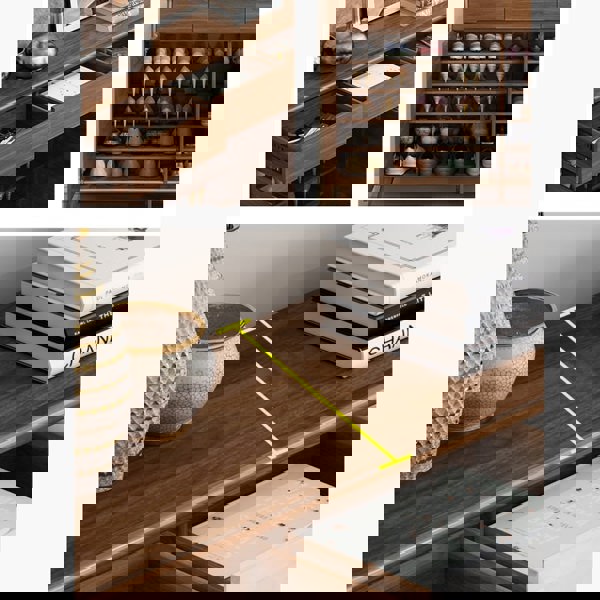 Detail view of Dale Shoe Storage, Shoe Cabinet with display cabinet