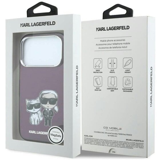 Karl Lagerfeld IML Karl & Choupette Bodies Sketch Print Case with MagSafe for iPhone 17/18 Pro Max 6.9" Burgundy - KLHMP18X6HKCIDR
