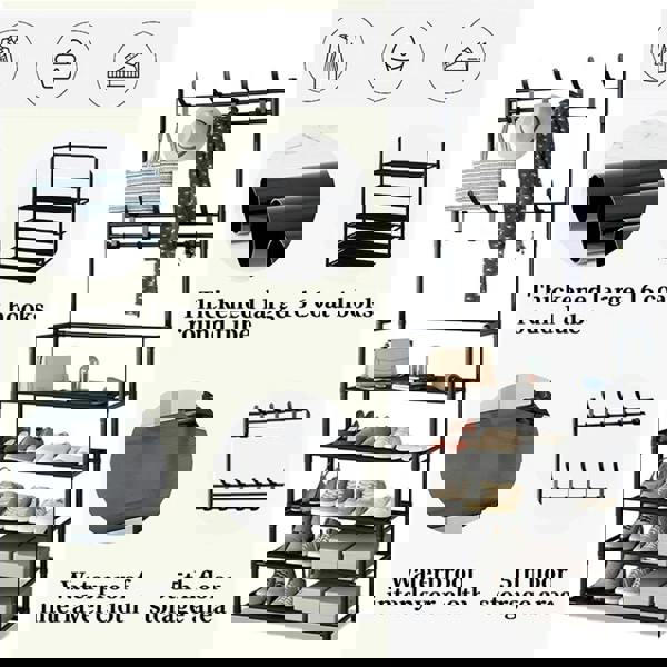 Living and Home 5-Tier Shoe Rack Garment Rack with Coat Hanger 60*175cm