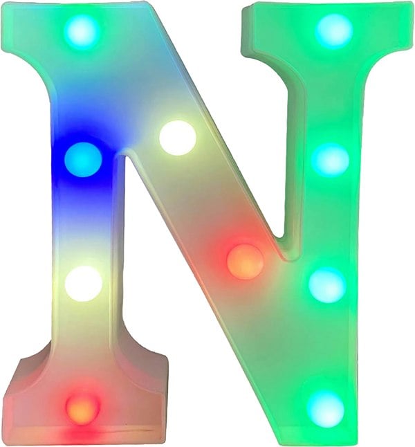 St Helens Battery Operated RGB Letter   With Remote Control Letter N