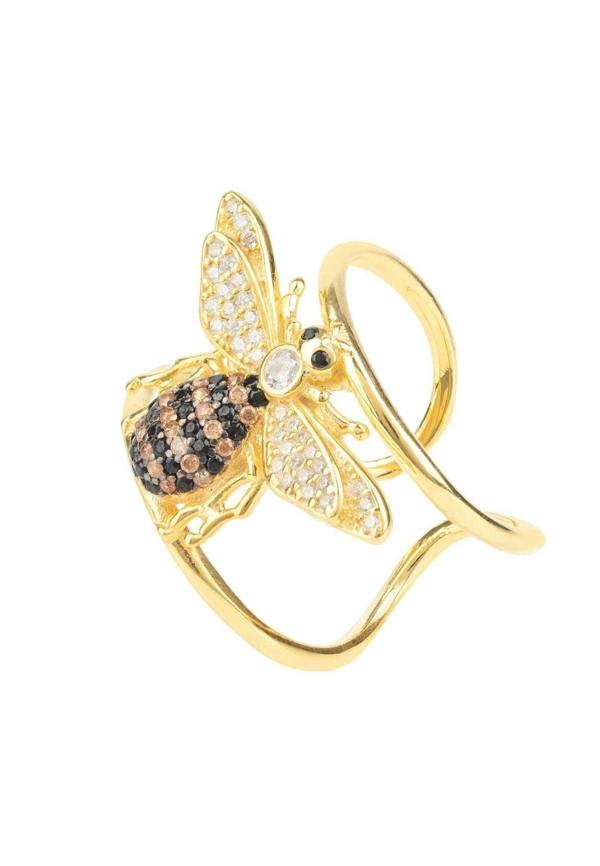 Honey Bee Cocktail Ring Adjustable Gold - LATELITA Rings