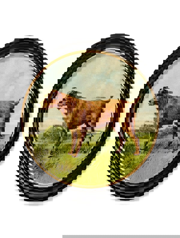 Exceptional Art c.1881 Terriers - Round Frame