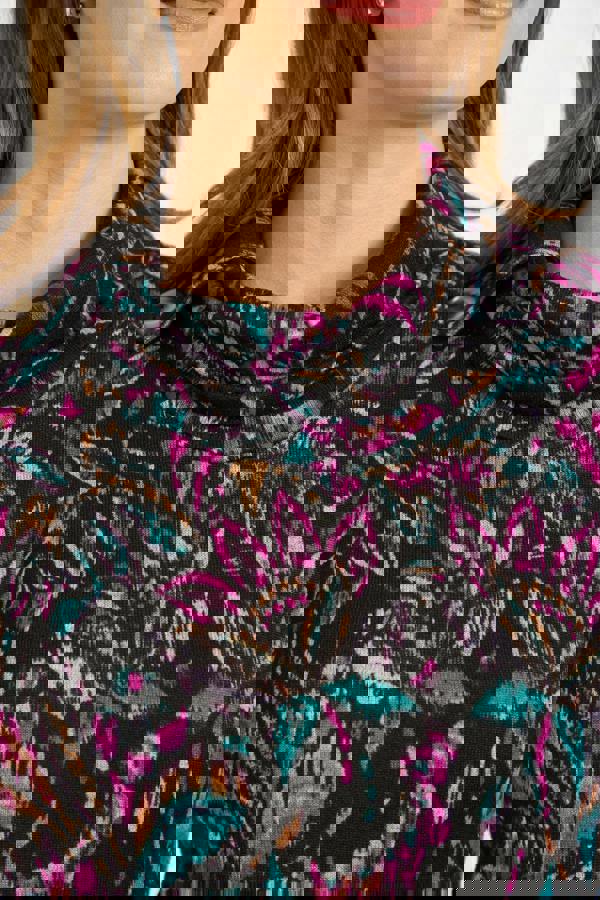 Mudflower Floral Print Cowl Neck Dress