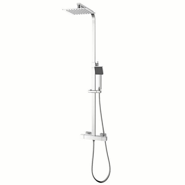 Flode Kiruna | Square Style Thermostatic Shower Kit | Thin Style Stainless Steel Square Shower Head | Chrome