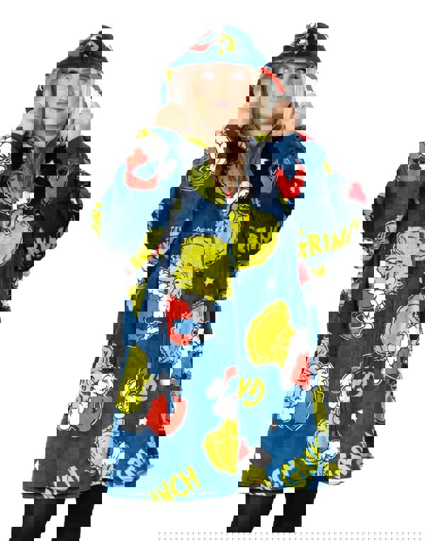 The Grinch Unisex Multicoloured Character Face Zip Through Blanket Hoodie (One Size)