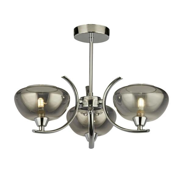 Pagazzi Lighting Hansel Semi Flush 3 Light Smoked Glass Ceiling Light
