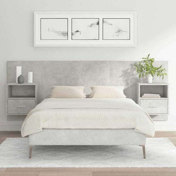 Berkfield Bed Headboard with Cabinets Concrete Grey Engineered Wood