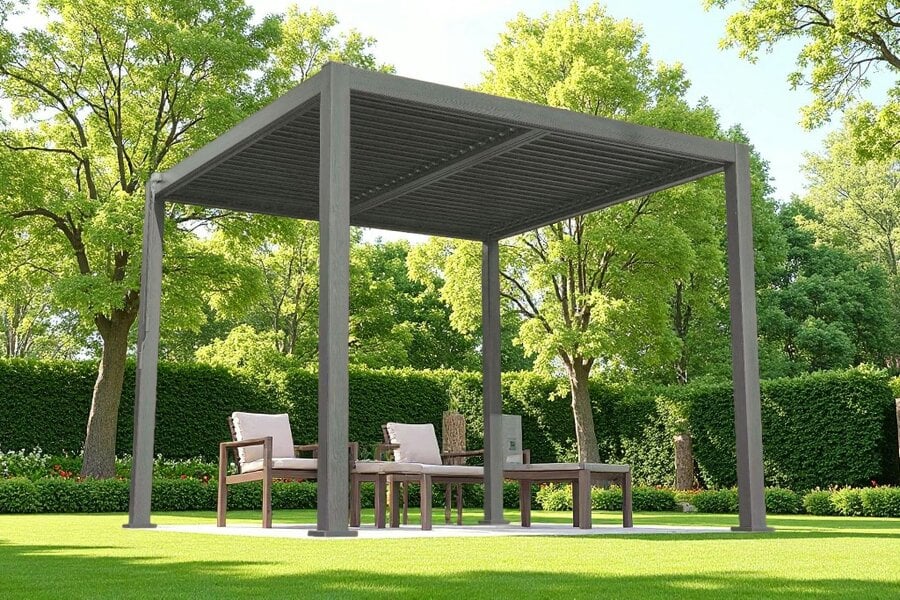 3m x 3m Aluminium Pergola with Manual Louvre Roofing