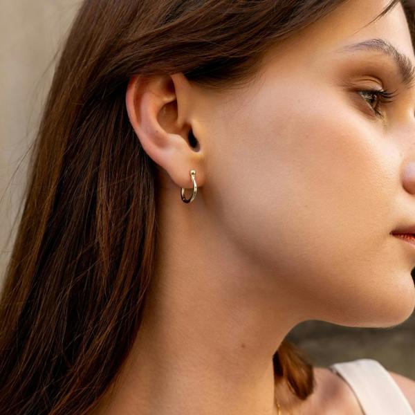 Spero London Horseshoe Cuff Sterling Silver Hoop Earring