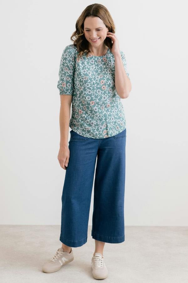 Lily & Me Meadow Printed Top Ocean