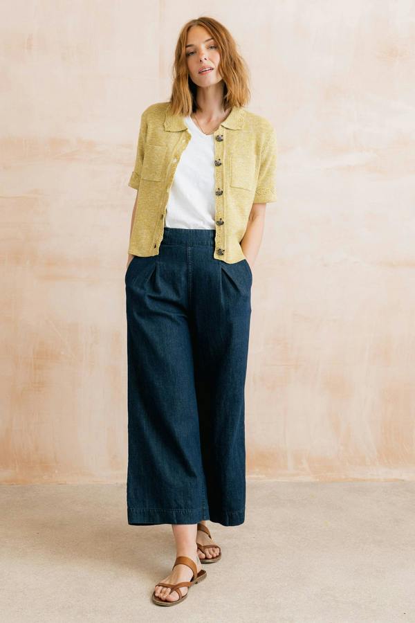 Lily & Me Summer Wide Leg Palazzo Trousers Cotton Denim