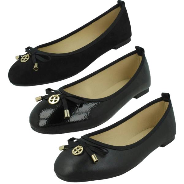 Spot On Ladies Spot On Flat Black Ballerina Shoes F80530