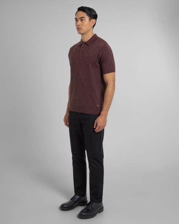 Steel & Jelly Tarvin - Geo Texture Knitted Polo Shirt