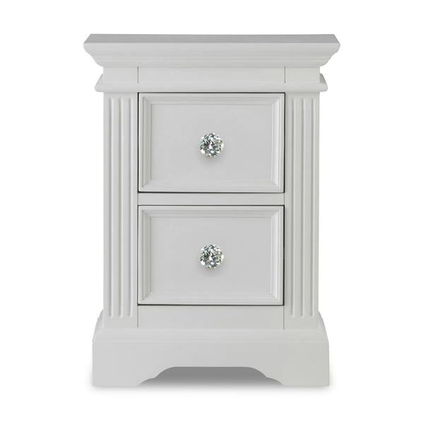 Statement Furniture Gainsborough White Bedside Table with Crystal Handles Assembled Nightstand