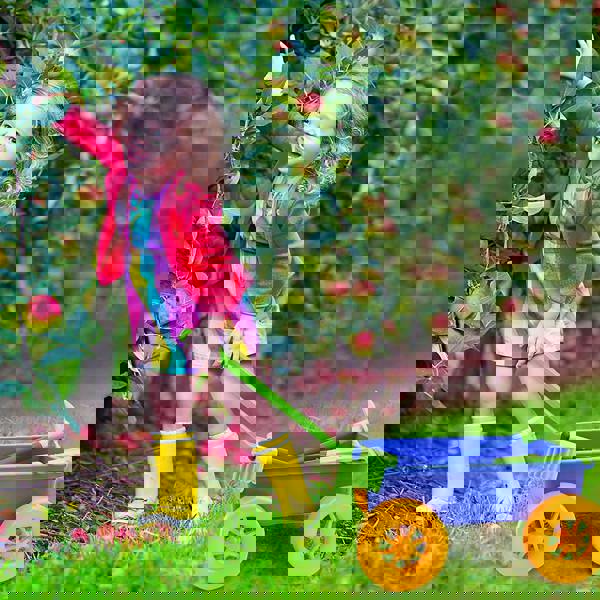 deAO Toys deAO Pull along Kids Wagon Wheelbarrow and Gardening Tools Play Set Includes 10 Accessories