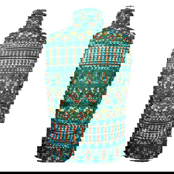 David WeJ Ethnic Print Padded Gilet - Green Multi