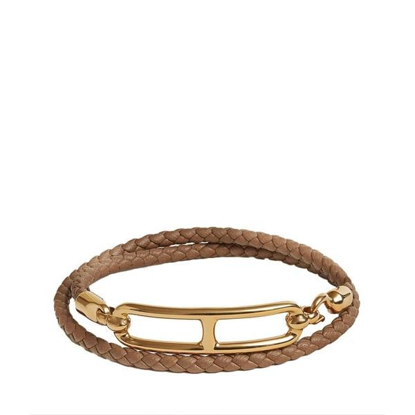 Hermes Roulis Double Tour Bracelet in tan and rose gold