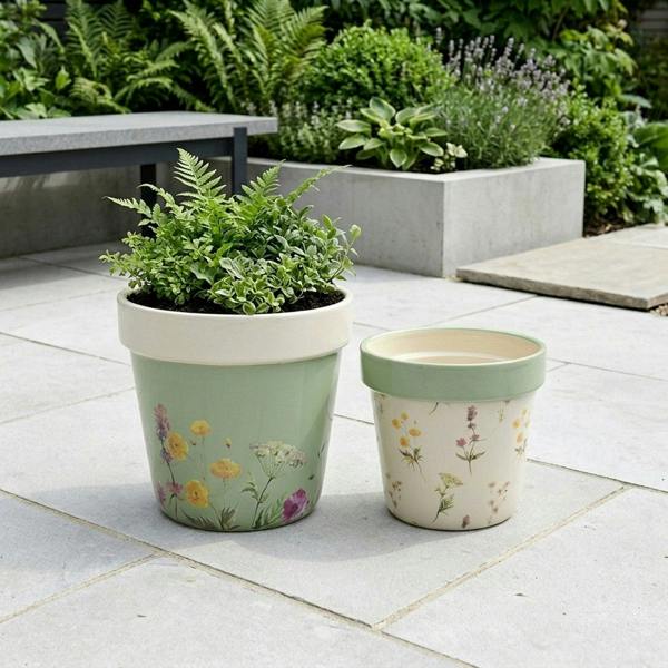 Garden Greatness Duo Enchanting Floral Planter Pot Set