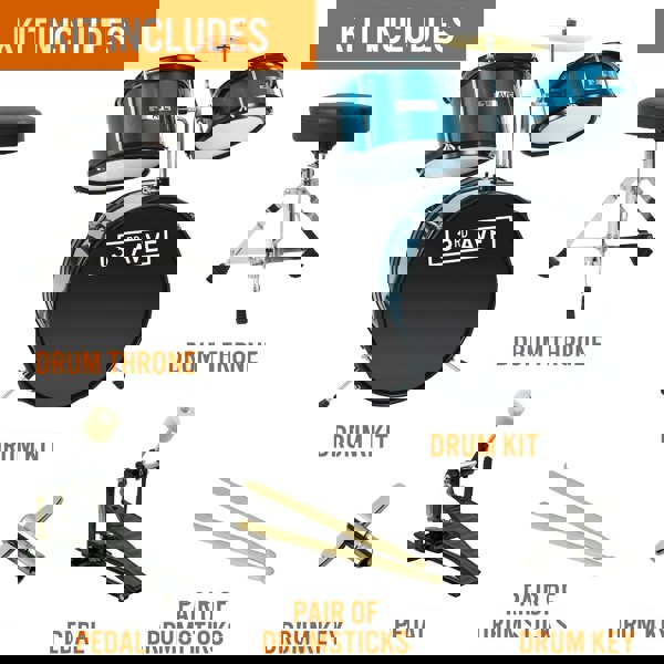 3rd Avenue 3 Piece Junior Drum Kit#colour_Blue