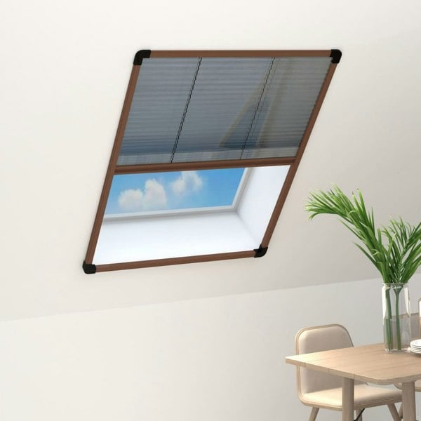 Berkfield Plisse Insect Screen for Windows Aluminium Brown 80x120 cm
