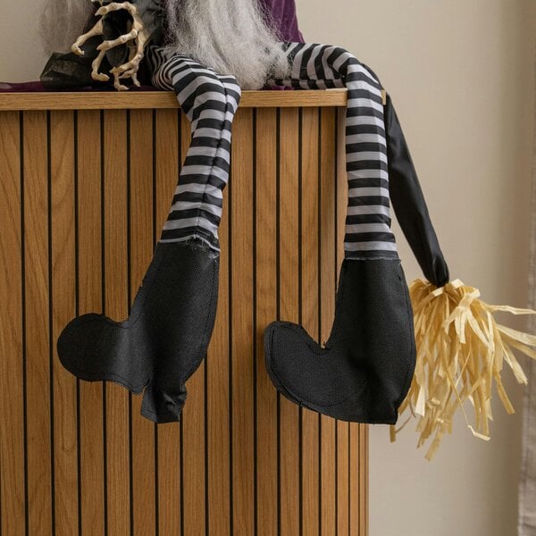 Samuel Alexander 90cm Animated Hanging Halloween Witch with Red Light Up Eyes & Sound