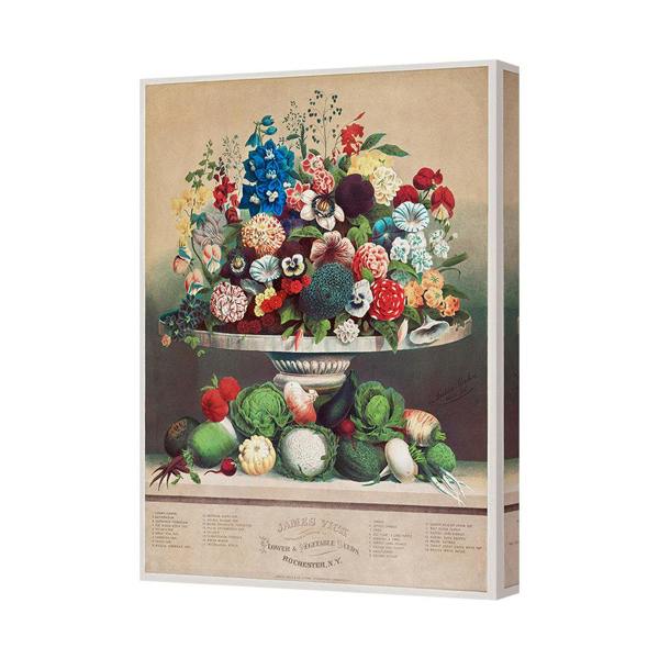 Benjamin Tate Design Vibrant Floral Canvas Wall Art Print With Deep Wood Frame