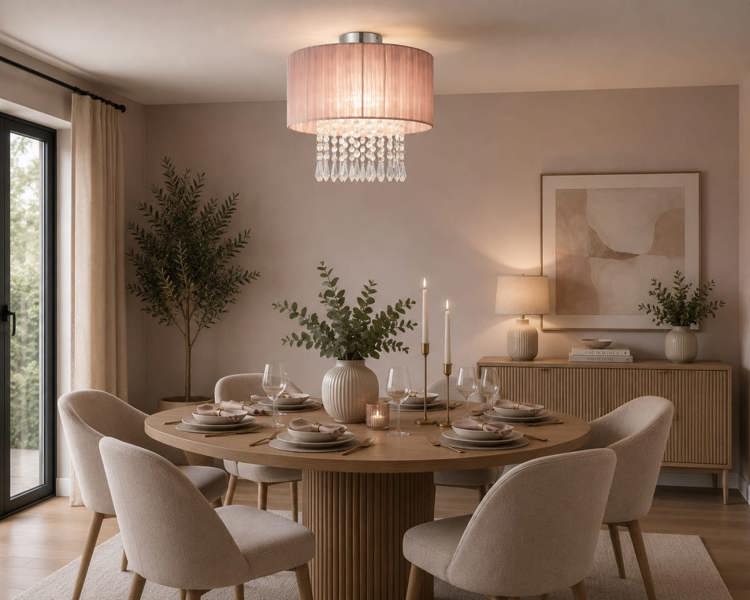 COSYLYTE Winni Modern Beaded Voile Pink Ceiling Light