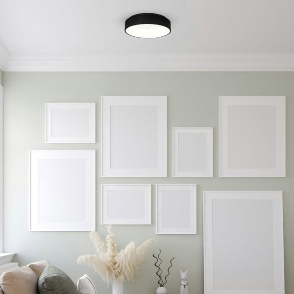 Milagro Ohio LED Flush Ceiling Lamp In Stylish Matt Black 24W(122W) With A Diameter of 45CM