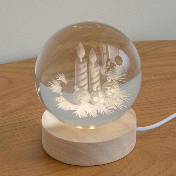 Samuel Alexander 10cm USB Powered Etched Candle Christmas Light up Globe