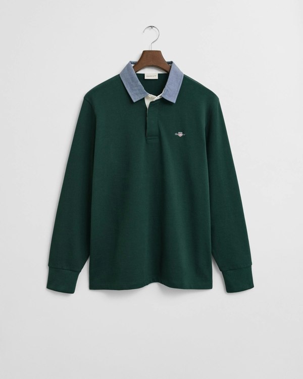 GANT Mens Regular Fit Chambray Heavy Rugger - 374 Tartan Green