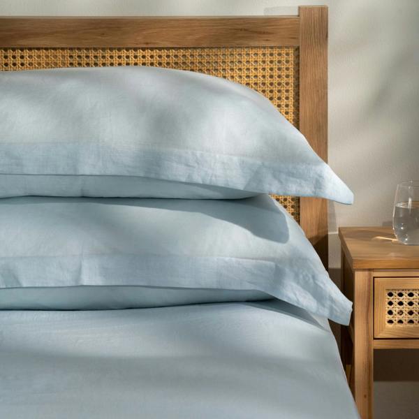 Soak&Sleep Mineral Blue French Linen 40cm Deep Fitted Sheets