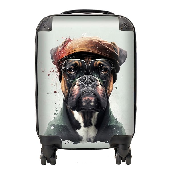 Warren Reed Boxer Dog With Hat Splashart Suitcase