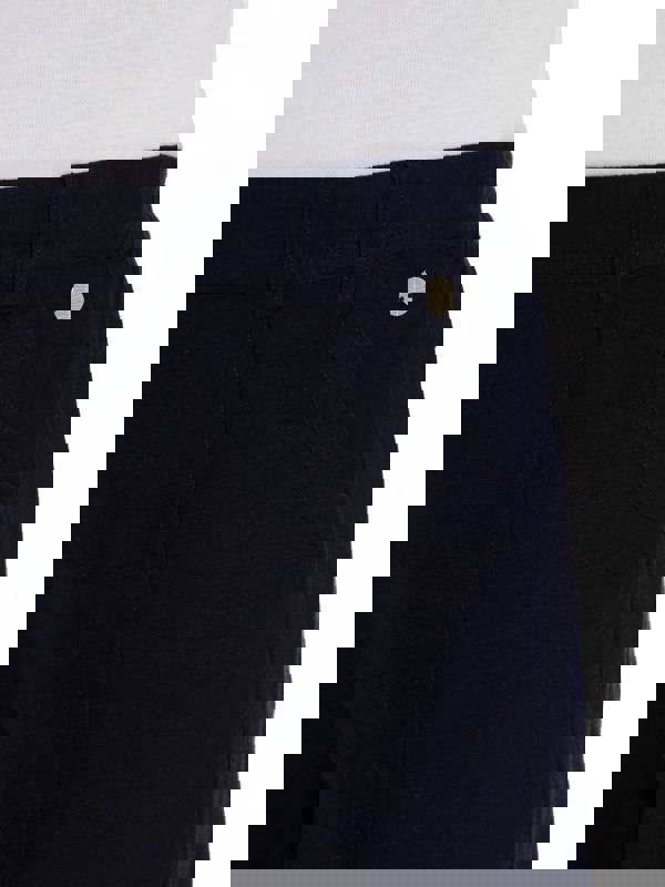 PennyPlain Navy Linen Blend Cropped Trousers