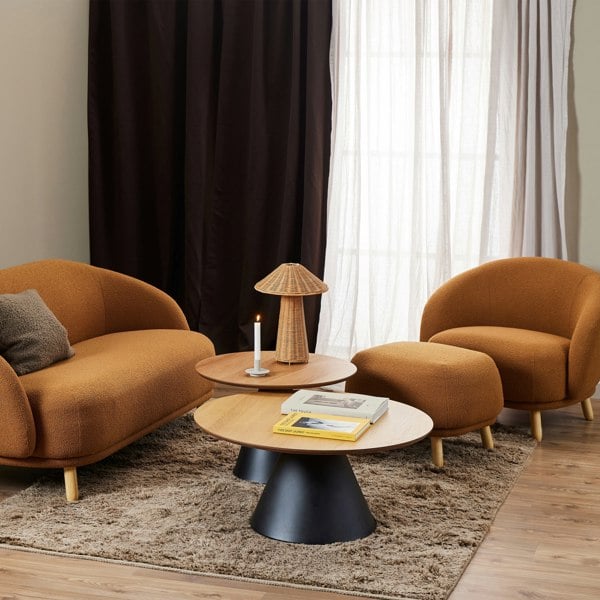 Furniture To Go Soli Round Coffee Table in Oak/Black 65x43cm