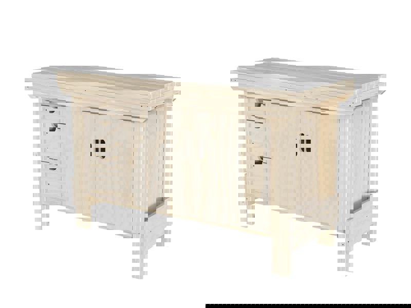 Acorn Heavy-Duty Cupboard Workbench (V.2) – Sturdy Wooden Workbench with Two-Door Cupboard, Multiple Large Drawers, and Optional Back Panel or Pegboard, Ideal for Garages, Workshops, and Sheds