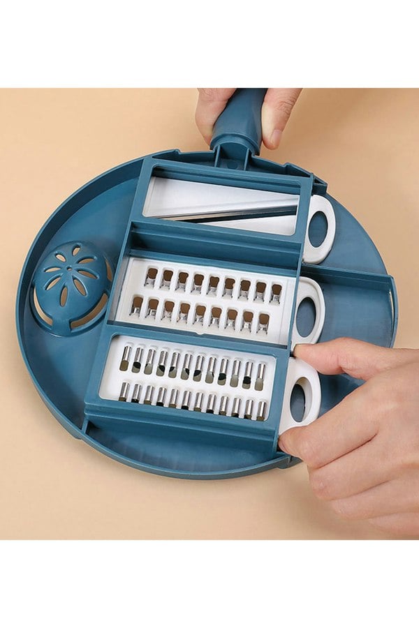 Living and Home 9-in-1 Kitchen Multifunctional Vegetable Food Slicer Chopper Cutter 6 Blades Grater with Drain Basket, Handguard