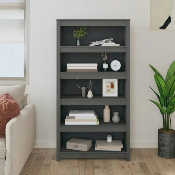 Berkfield Book Cabinet Grey 80x35x154 cm Solid Wood Pine