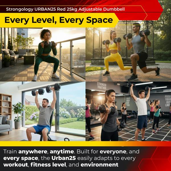 Homeology Urban25 Home Fitness Adjustable Smart Dumbbells from 2.5kg up to 25kg Training Weights