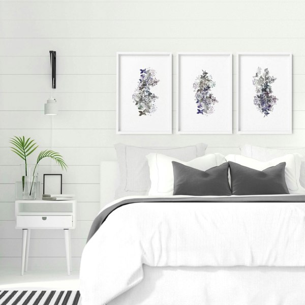 Prints for bedrooms | set of 3 Shabby Chic Floral wall art