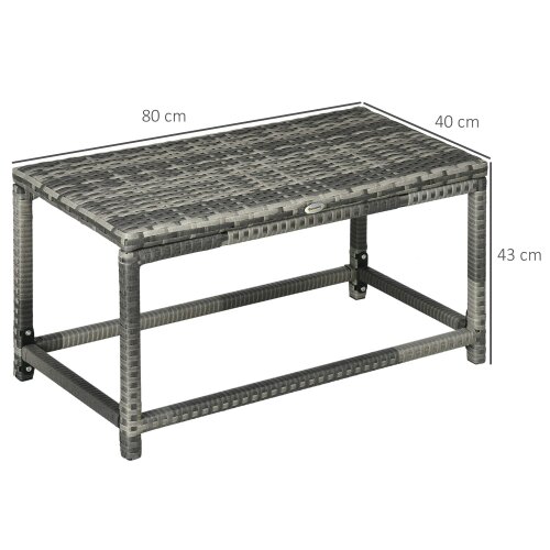 Wyld Haus Vemiro Grey Rattan Rectangular Outdoor Coffee Table With Open Frame